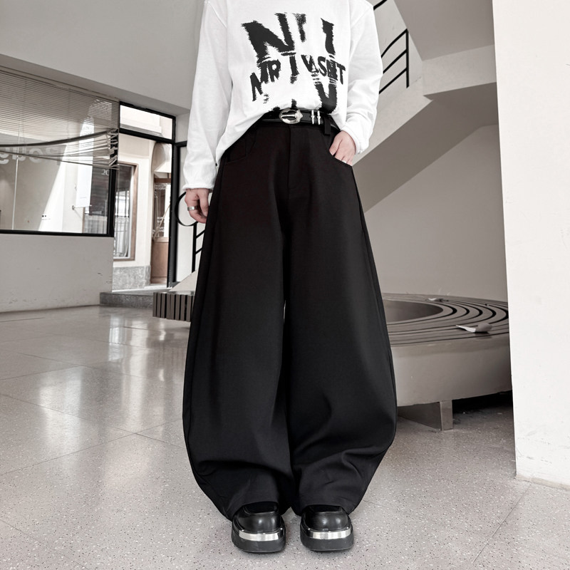 时髦气质西装裤男黑色cleanfit阔腿弯刀裤长裤男女休闲裤垂感阔腿