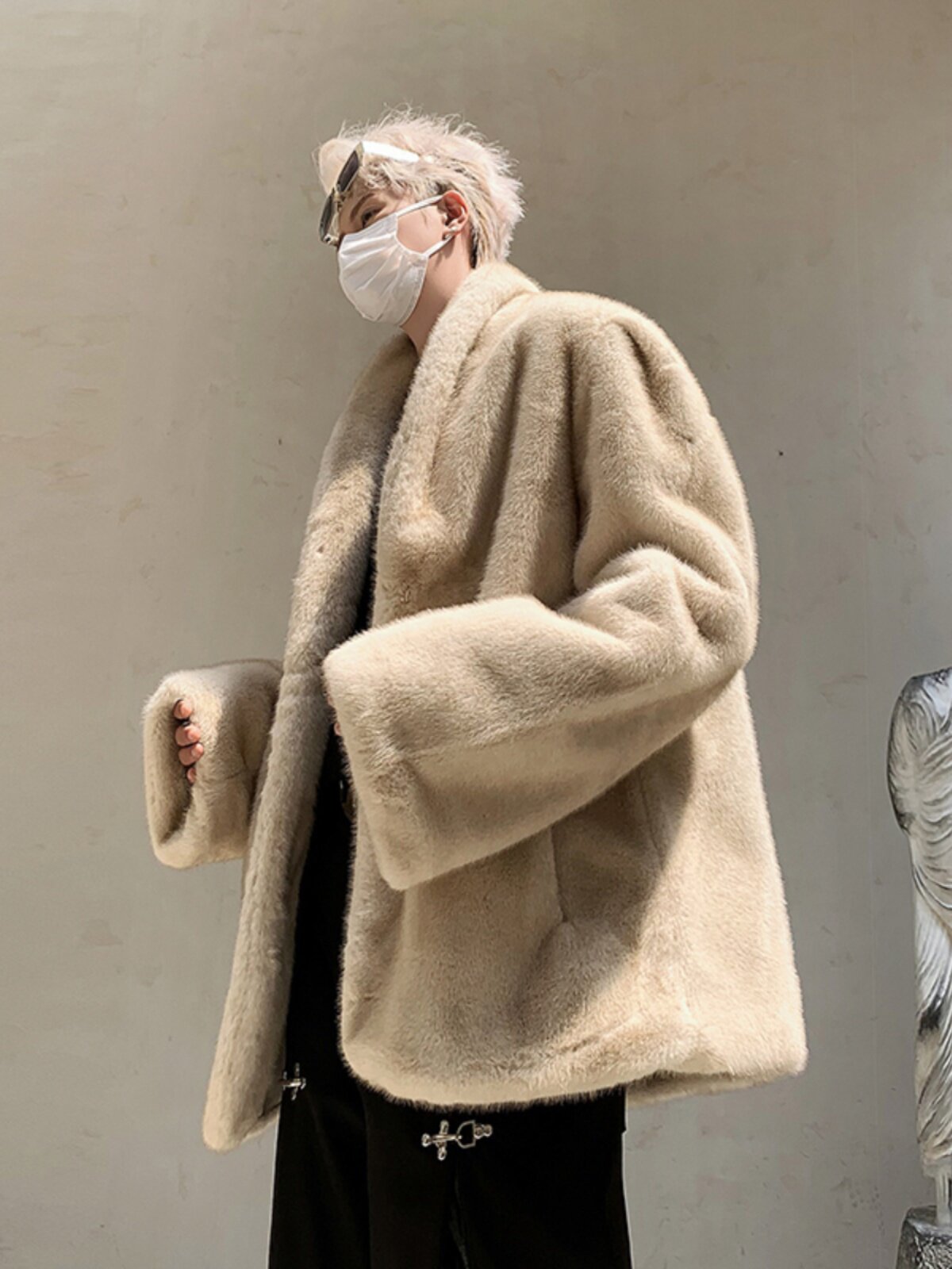 겨울옷 두꺼워 따뜻하고 모조 밍크 모피와 면 모피 남성용 가디건 플러시 기질 트렌디한 모피 코트