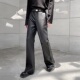 时髦百搭显腿长机车痞帅阔腿长裤 春秋潮流简约喇叭皮裤 男式 发型师