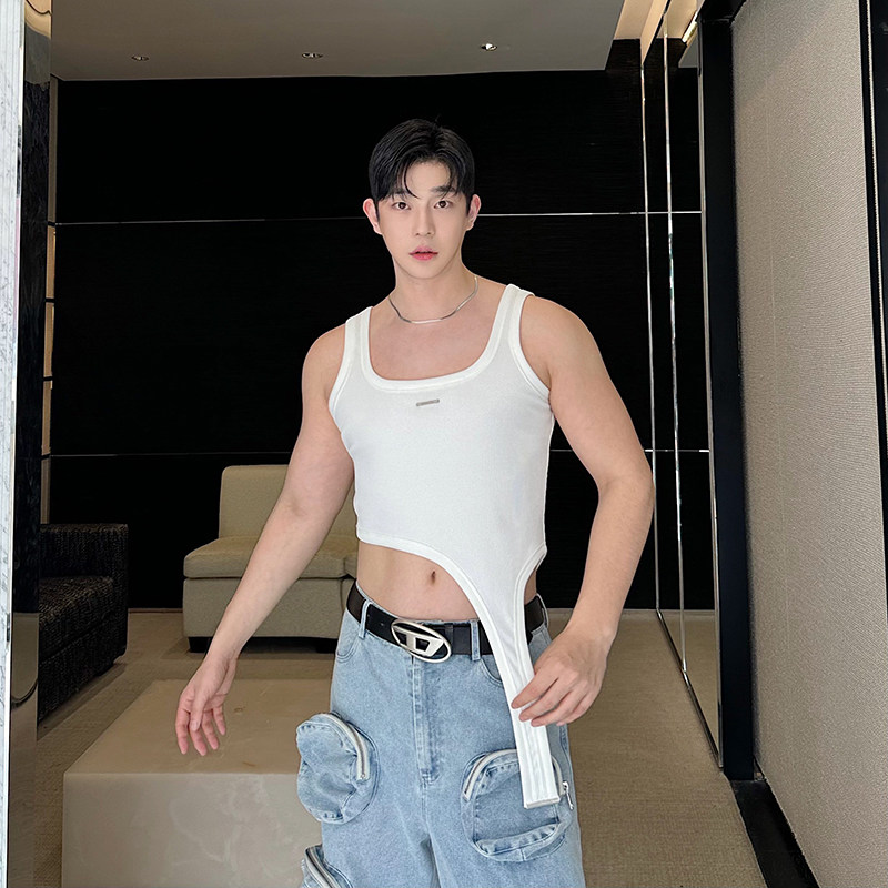 24SS原创设计师个性百搭短款露脐针织背心男女性感韩版上衣打底衫