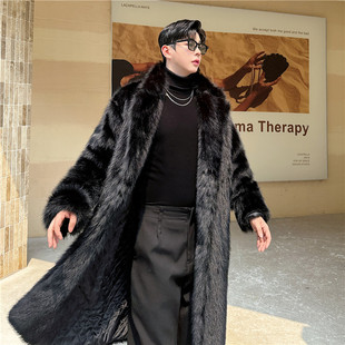 冬装高级感毛绒加厚仿貂皮草男中长款宽松座山雕保暖炸街大衣外套