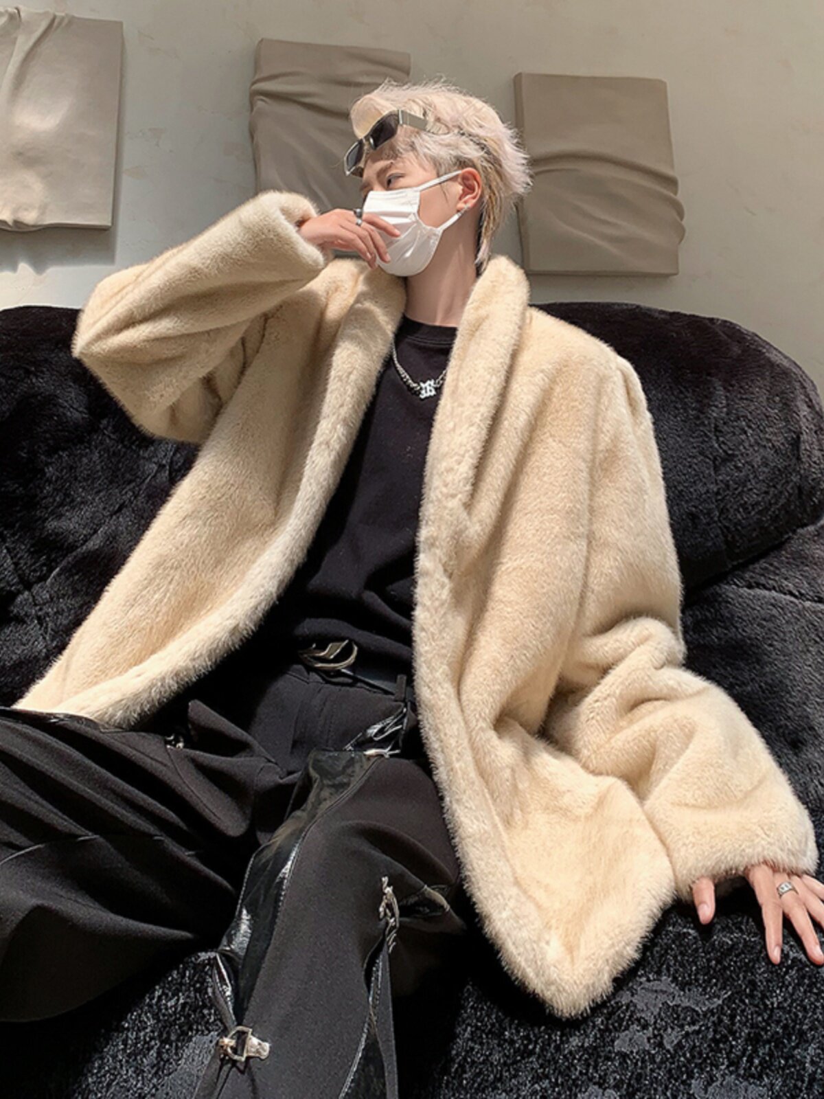 겨울옷 두꺼워 따뜻하고 모조 밍크 모피와 면 모피 남성용 가디건 플러시 기질 트렌디한 모피 코트