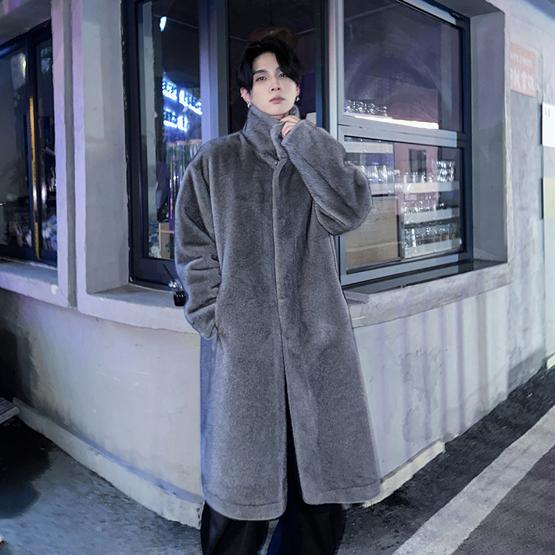 韩系立领水貂绒皮毛一体大衣男秋冬加厚高级感保暖貂毛皮草外套