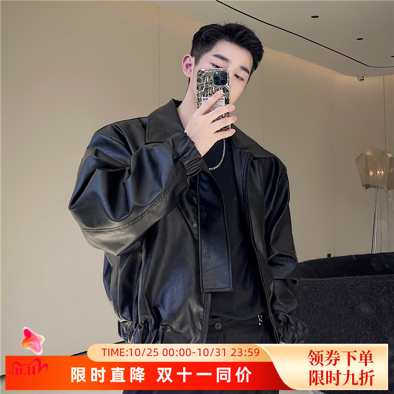 皮衣韩版痞帅小众设计感机车夹克