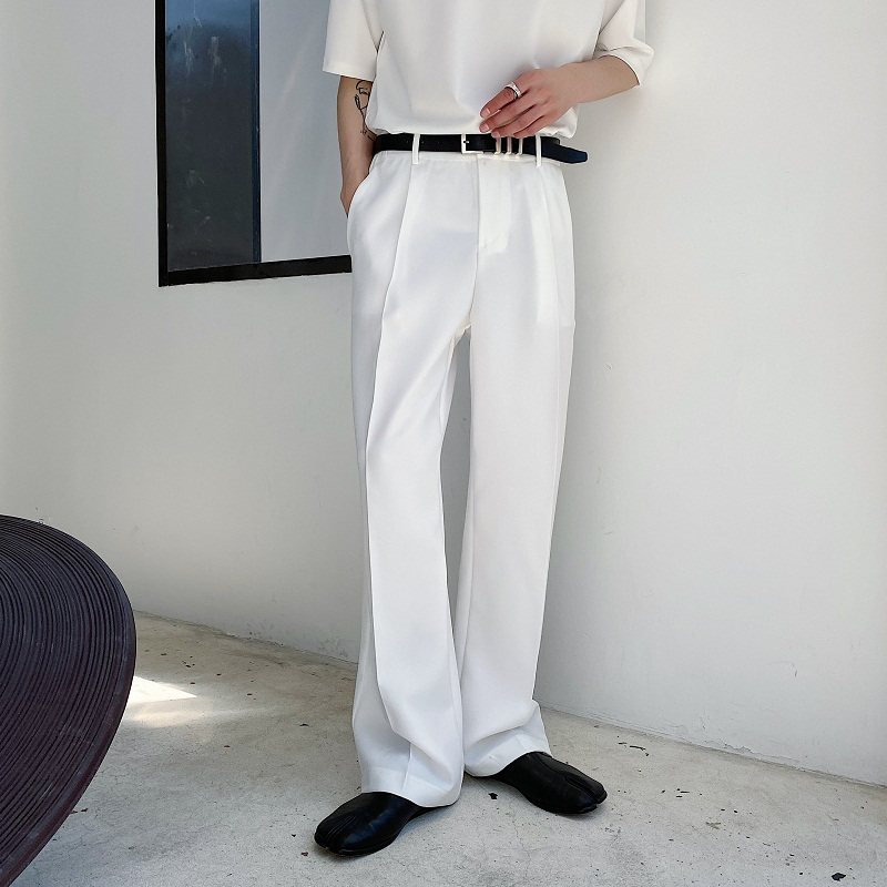 thumbnail for Draping straight-leg suit pants men's Korean version of loose autumn white all-match casual mopping wide-leg pants trousers tide