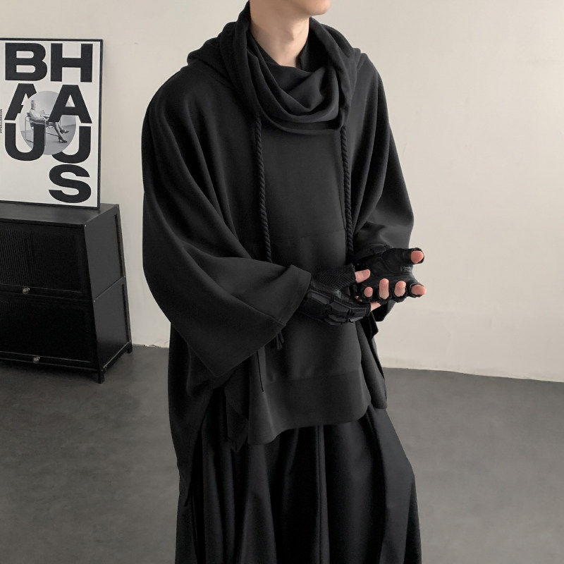 2026春装新中式暗黑风堆堆领小众设计宽松套头斗篷卫衣男女外套潮
