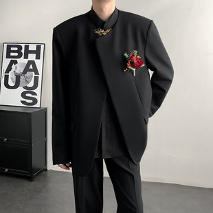 2026春装新中式中山装无领休闲西服男结结婚礼服登记新郎西装外套