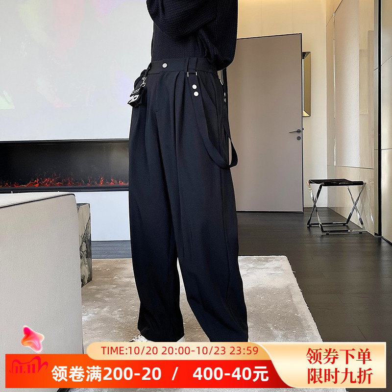 春秋小众设计感垂感西装裤男韩版宽松痞帅休闲裤阔腿拖地长裤薄潮