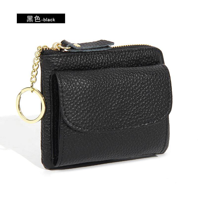日式头层牛皮硬币包女士新款多功能卡片包小钱包钥匙扣拉链零钱包