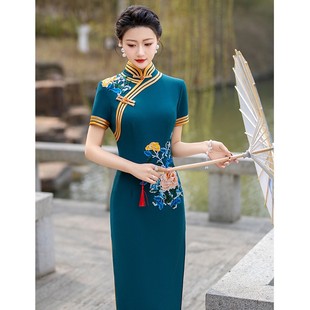 海派旗袍老上海风民国风大小姐高档春秋款长款走秀老上海军阀太太