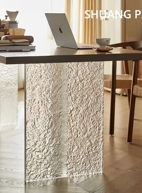 石头纹亚克力桌腿水波纹支架黑色渐变桌脚冰川纹桌角支撑架可定制