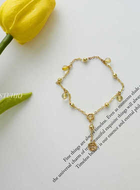 HEGG财源滚滚|原创天然黄水晶招财转运手链18K包金材质精致简约女