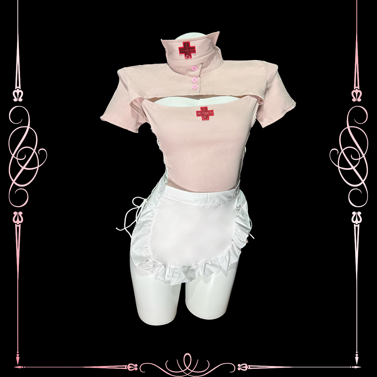 性感纯欲绑带护士cos制服套装