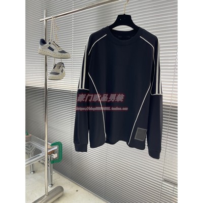 欧洲站2025秋冬新款男士休闲卫衣时尚百搭圆领男装潮保暖上衣拼接