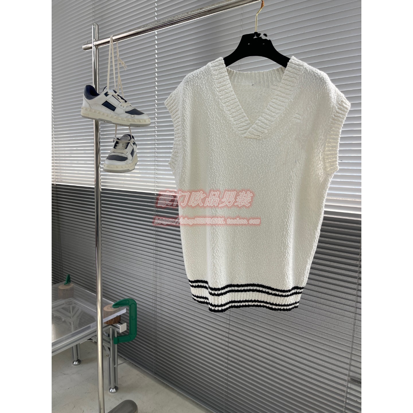欧洲站极简秋冬针织男士休闲马甲时尚百搭V领无袖背心男装潮欧洲