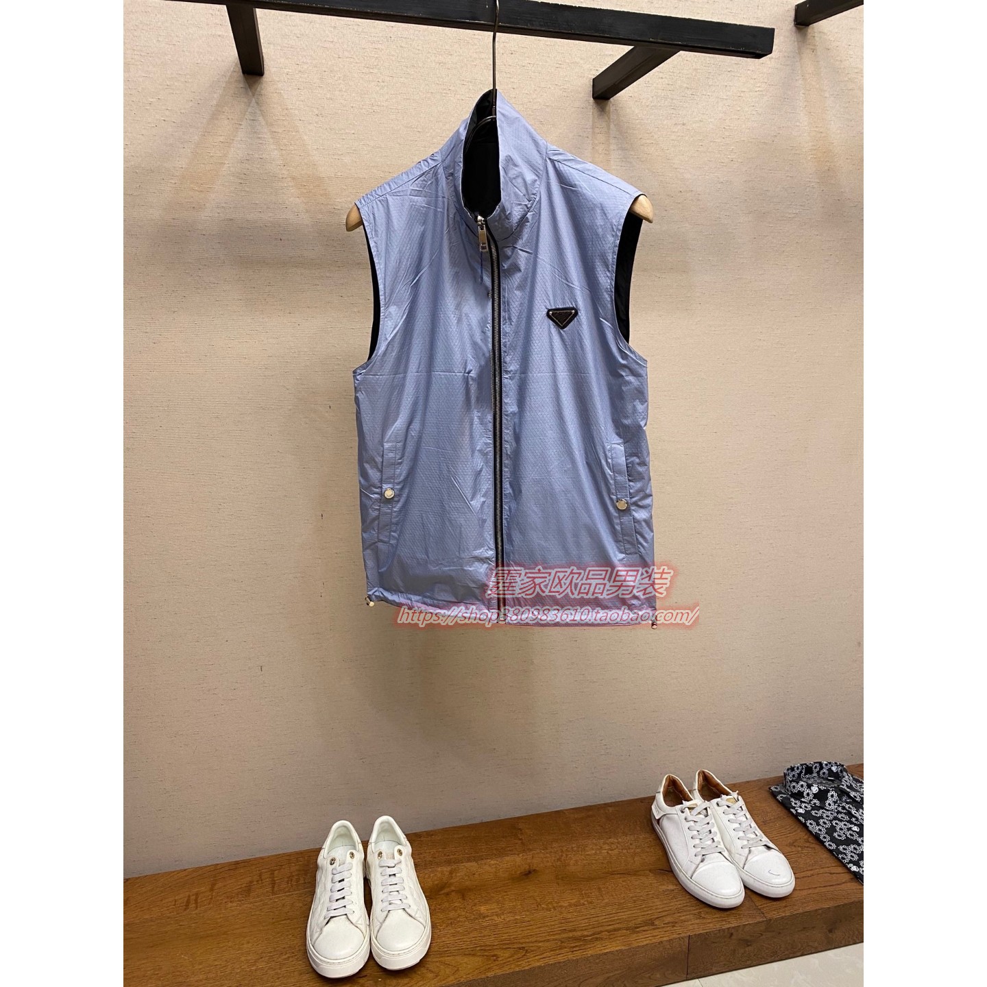 轻奢秋冬新款男休闲马甲时尚双面穿潮立领背心欧洲站简约纯色坎肩