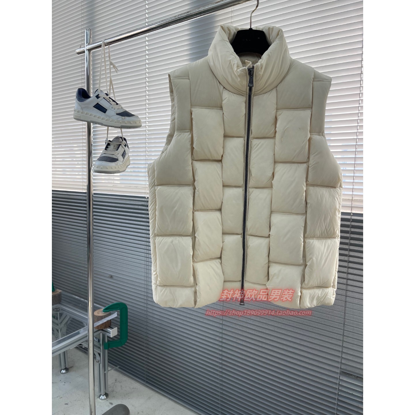 极简户外防风时尚立领羽绒马甲男加厚保暖无袖背心外套潮情侣格子