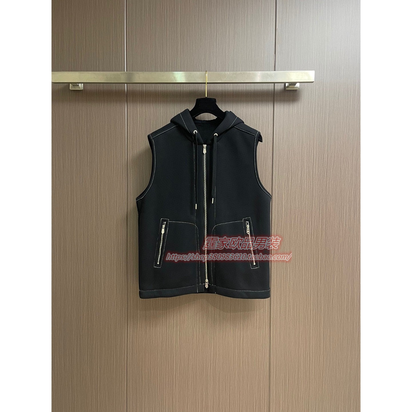 轻奢秋冬新款男马甲时尚百搭潮流连帽拉链外套欧洲站休闲上衣户外