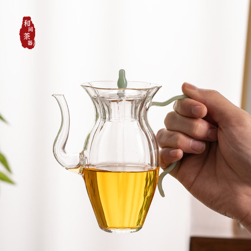 绿茶壶高硼硅玻璃可明火加热带过滤水仙耐热材质茶具茶水分离