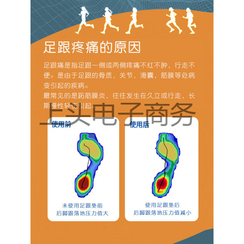 厂家直供运动鞋垫男女跟腱炎脚后跟疼痛加厚减震足跟痛脚跟垫