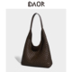 DAOR秋冬复古手工编织包包大容量牛皮托特包女2025新款 通勤单肩包
