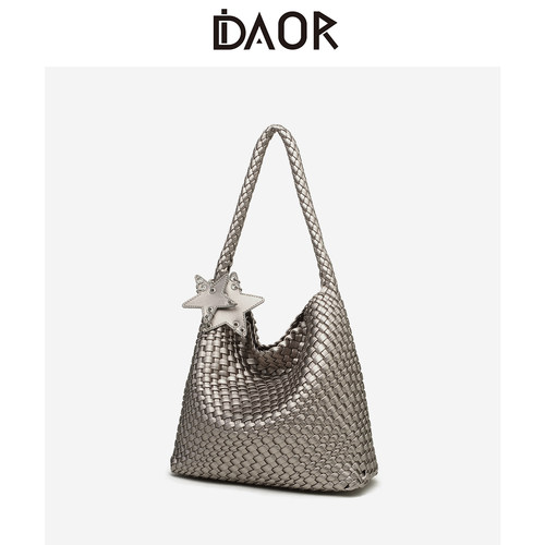 DAOR原创设计香槟色编织托特包