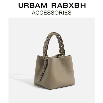 URBAMRABXBH小众真皮编织水桶包