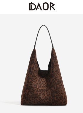 DAOR大容量复古豹纹腋下包包女2025秋冬新款百搭托特包通勤单肩包