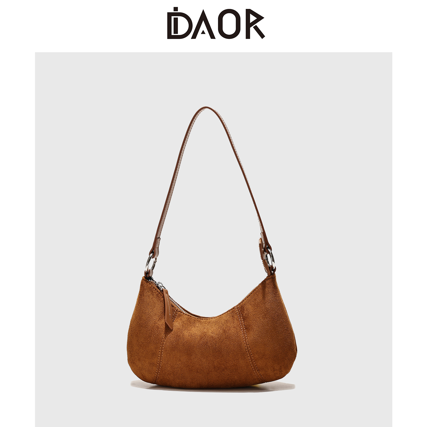 DAOR法式轻奢麂皮绒腋下月牙包