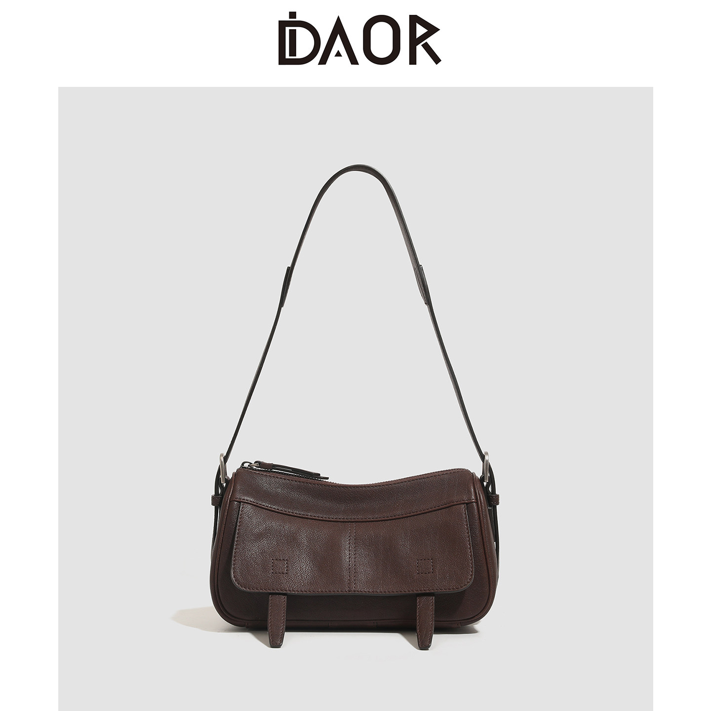 DAOR植鞣牛皮信使相机包女2026春季新款休闲通勤小方包单肩斜挎包
