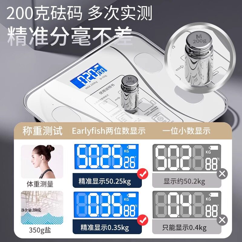 智能体重秤电子称体脂秤精准家用电子秤人体秤成人减肥称重计器准