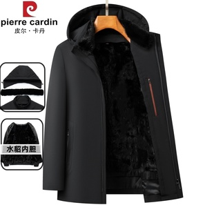 尼克服男士 保暖连帽派克服 高端皮毛一体皮草水貂毛内胆外套中长款