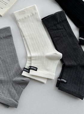 高级感~显瘦欧货字母布标半脚踩脚袜套走秀款女半截露趾袜半脚袜