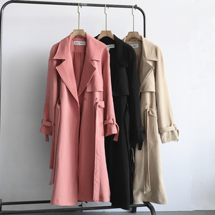 秋季外贸新款女装韩版百搭简约时尚宽松中长款显瘦休闲风衣外套女