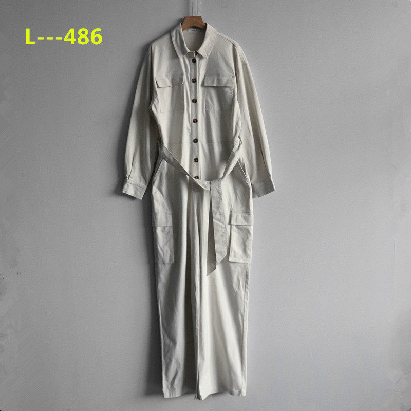 春秋外贸新款女装简约时尚宽松长袖上衣显瘦直筒休闲裤工装连体衣