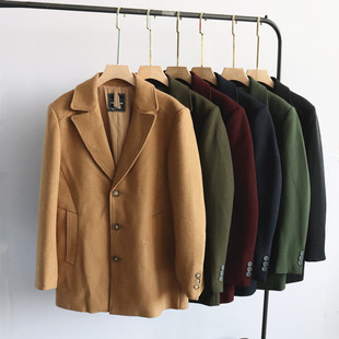 男装秋冬季外贸新款韩版百搭简约时尚宽松显瘦保暖毛呢上衣外套男