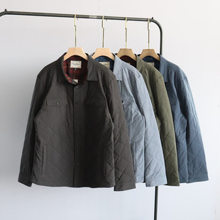 男装秋冬外贸新款韩版百搭简约时尚薄棉衬衫款宽松轻薄款棉服外套