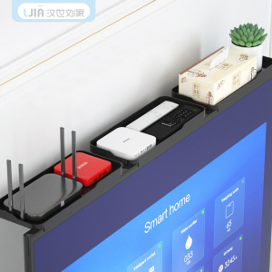 电视上面放机顶盒置物架显示器顶部免打孔路由器收纳盒子托架支架