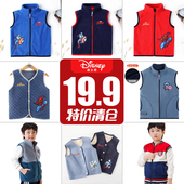 迪士尼儿童马甲男漫威美队蜘蛛侠秋冬加厚加绒保暖中大童外穿背心