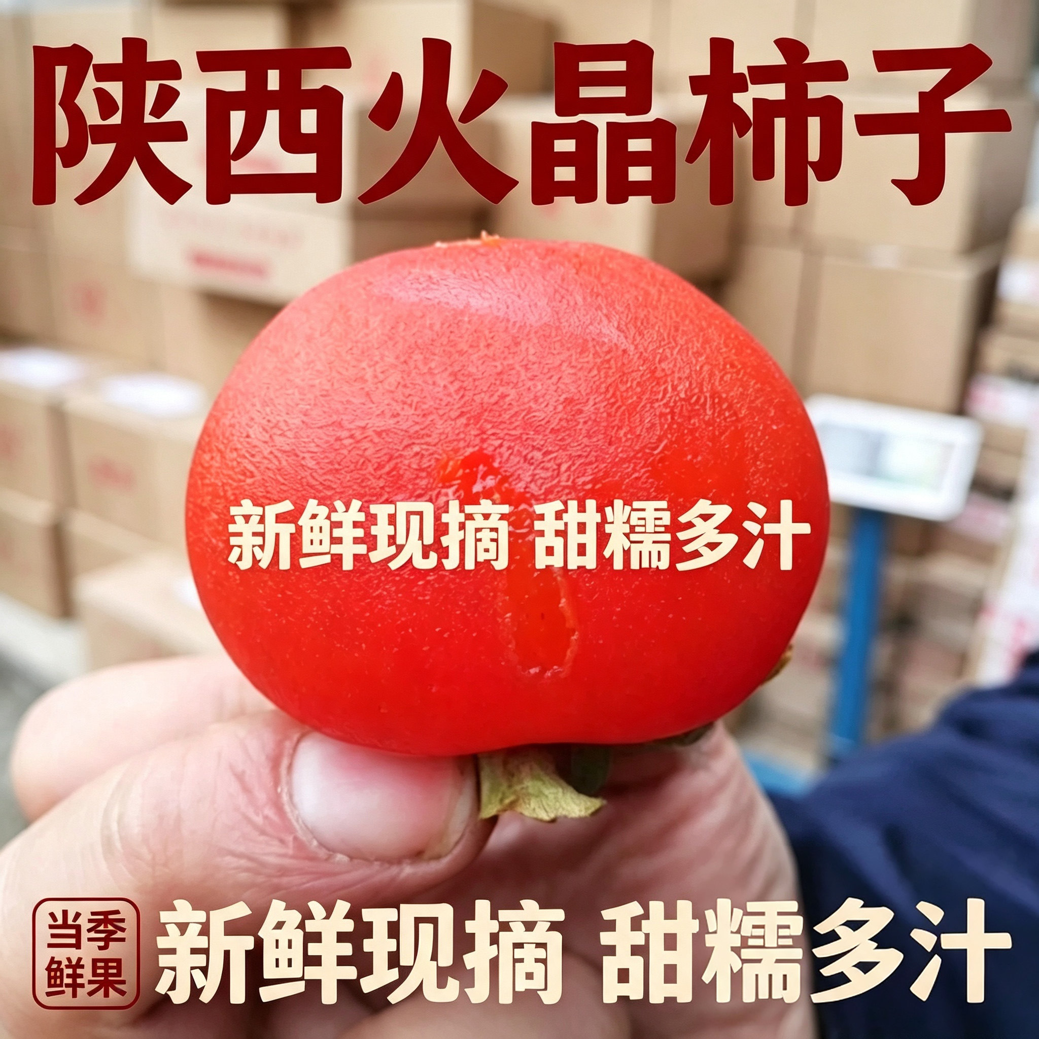 临潼火晶柿子柿子野生新鲜水果