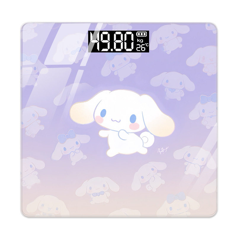 卡通玉桂狗智能浅紫蓝牙体重秤称体脂秤精准家用秤称重小型电子秤