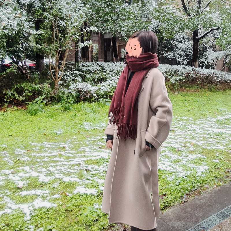 清仓处理 100%纯羊毛加大加厚纯色冬百搭保暖围巾女超大流苏披肩