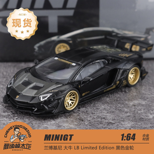 MINIGT 1:64 兰博基尼 LB宽体 大牛 黑色金轮 合金汽车模型 1087