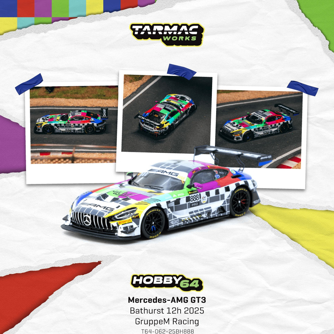 [程逸预定]TW 1:64 奔驰AMG GT3 巴瑟斯特 2025 GruppeM 合金车模