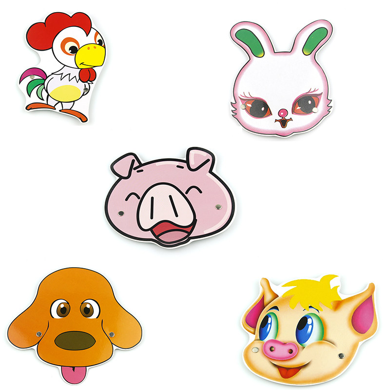 小猪盖房子儿童表演头饰道具三只小猪故事演出材料动物扮演面具狼