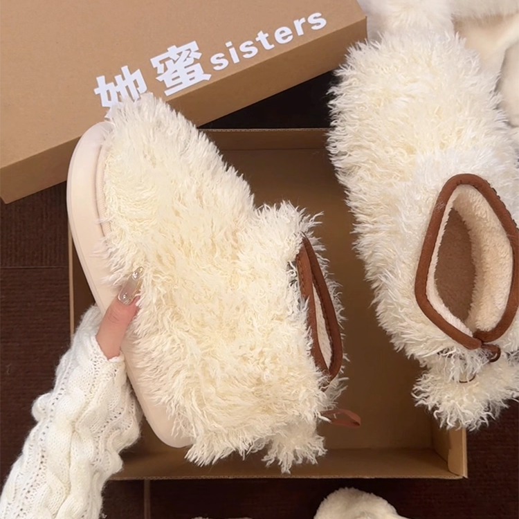 小众时尚雪地靴女2025新款冬季保暖厚底包跟毛毛棉靴家居室内棉鞋,女鞋,时尚雪地靴,淘宝优惠券,粉丝福利购,淘宝优惠卷