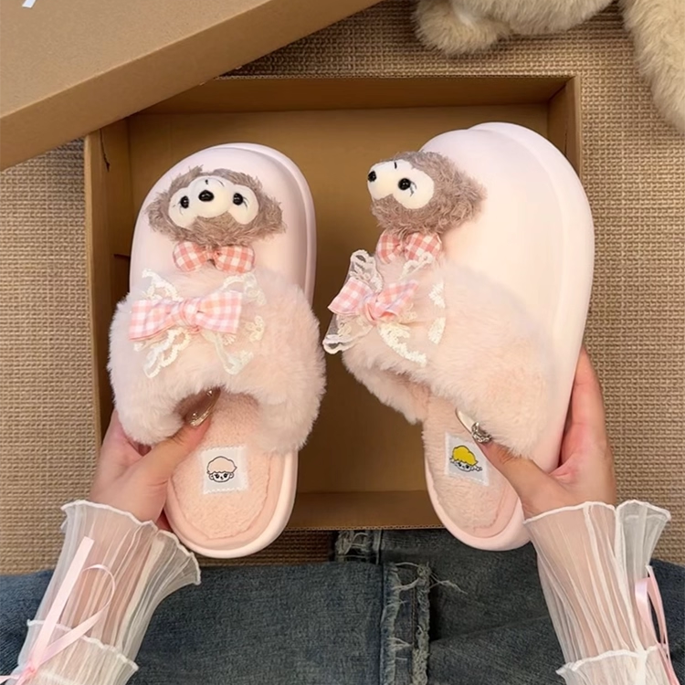 包头拖蝴蝶结雪莉玫棉鞋女2025冬季外穿舒适加绒加厚一脚蹬雪地靴