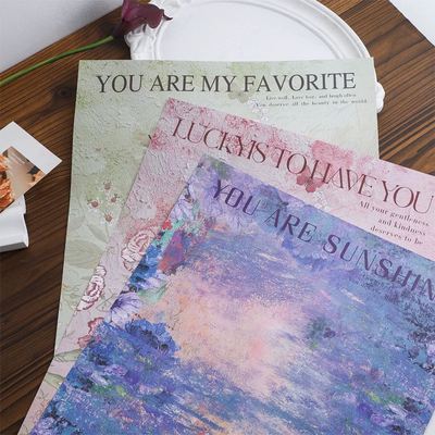 七夕情人节鲜花包装纸熙梦花园油画风花束包装材料牛皮纸diy资材