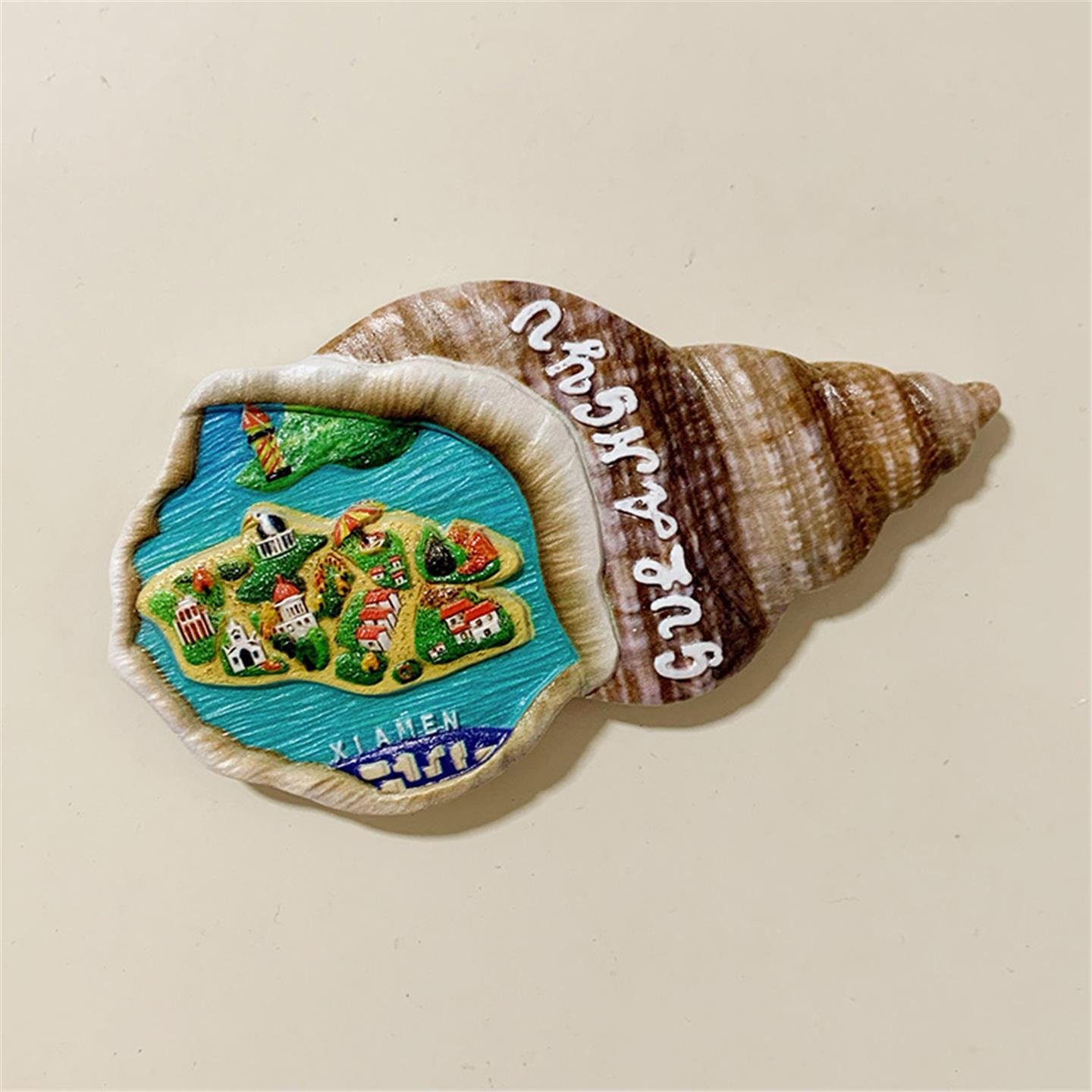 厦门鼓浪屿海螺地图立体彩绘冰箱贴磁性贴中国城市旅游纪念品礼物