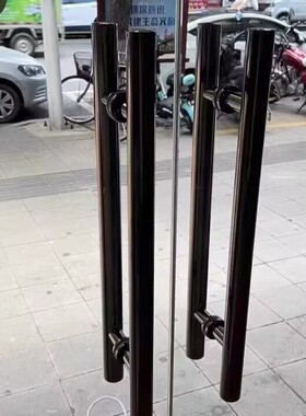 玻璃门拉手圆管不锈钢大门把手电镀封釉无指纹玫瑰钛金黑钛哑黑色